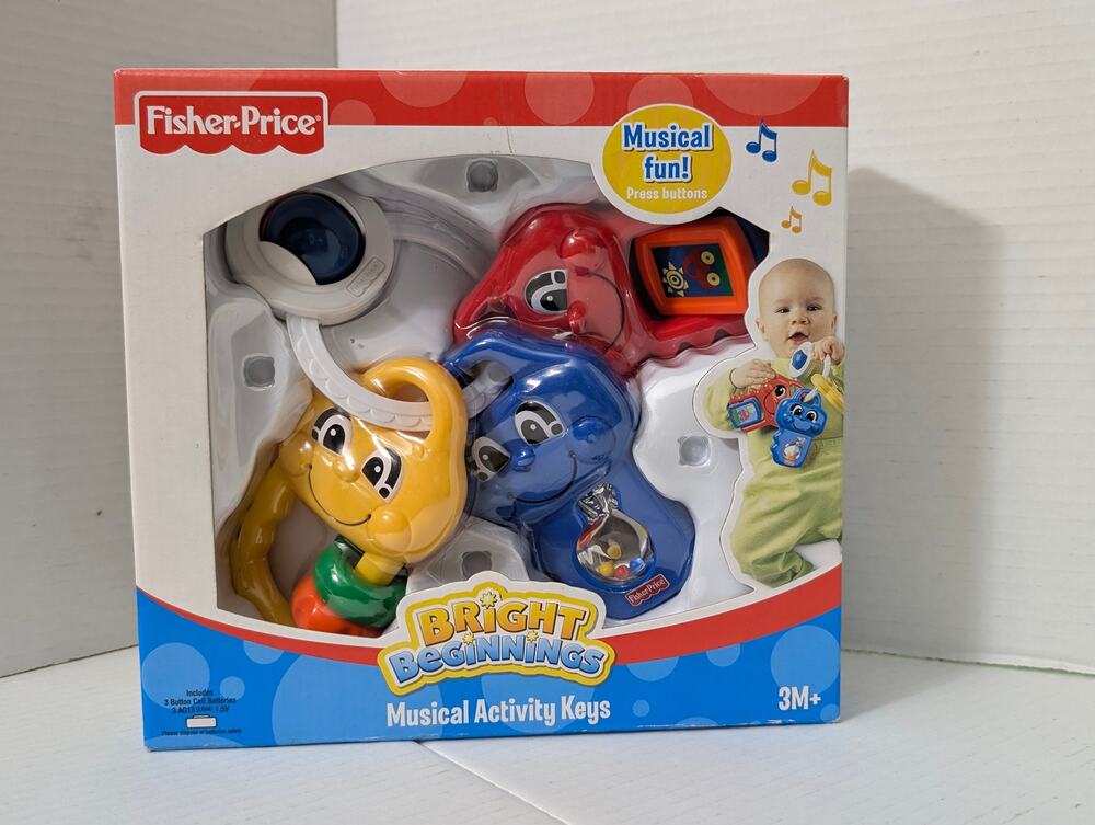 Fisher Price Bright Beginnings Musical Activity Keys Baby Toy Rattle New